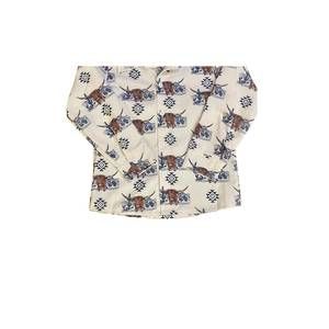 NEW KIDSCHARM boy's cowboy bull and aztec button down shirt in cream